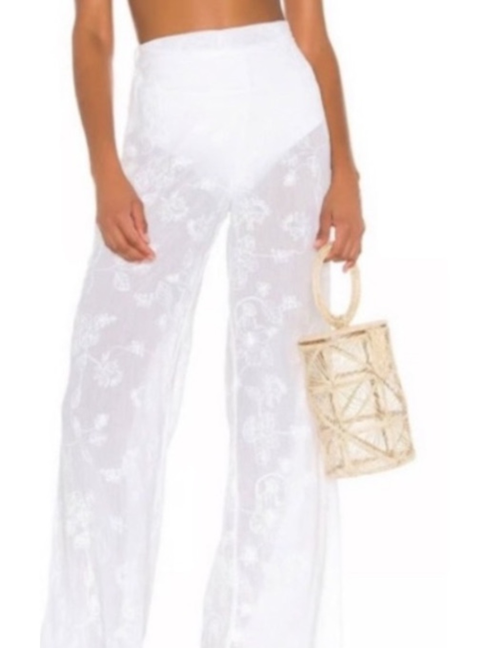 New Anatomie White Sheer Lace Wide-Leg beach  Pants - Picture 3 of 10